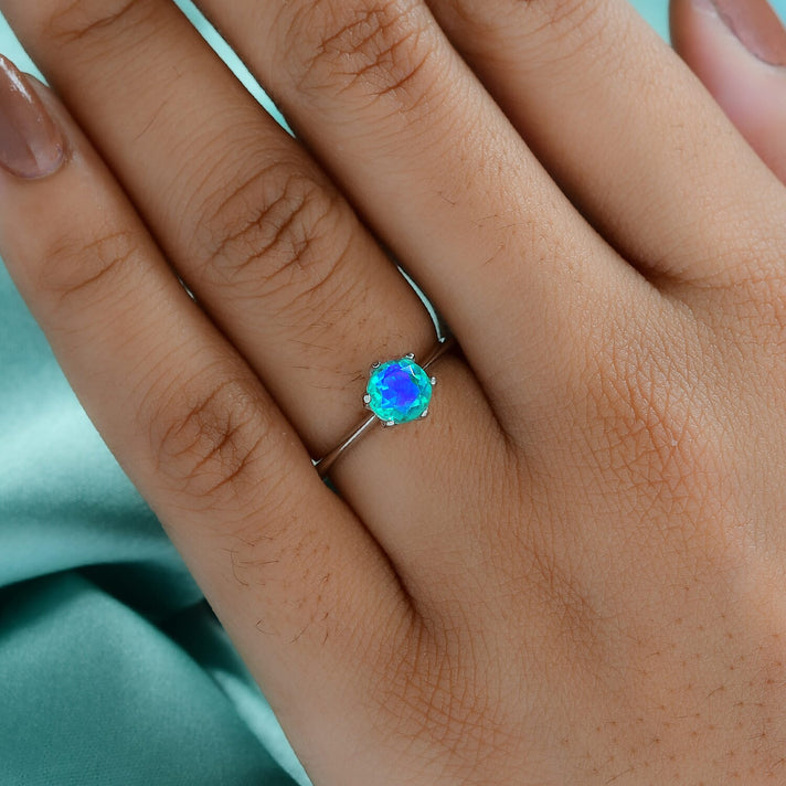 1 Ct. Peacock Triplet Quartz Solitaire Ring in Platinum Overlay Sterling Silver 7519210 2