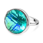 Peacock Triplet Quartz Solitaire Ring in Platinum Overlay Sterling Silver 13.15 Ct.