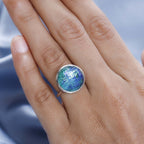 Peacock Triplet Quartz Solitaire Ring in Platinum Overlay Sterling Silver 13.15 Ct.