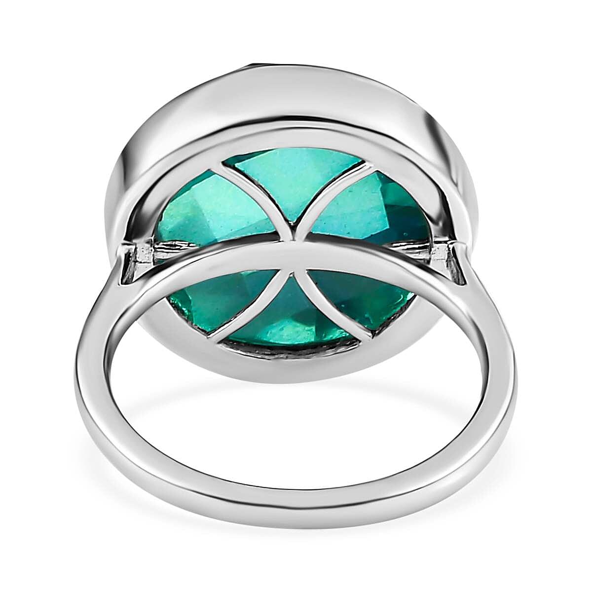 Peacock Triplet Quartz Solitaire Ring in Platinum Overlay Sterling Silver 13.15 Ct. 7620805 4