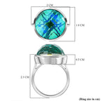 Peacock Triplet Quartz Solitaire Ring in Platinum Overlay Sterling Silver 13.15 Ct.