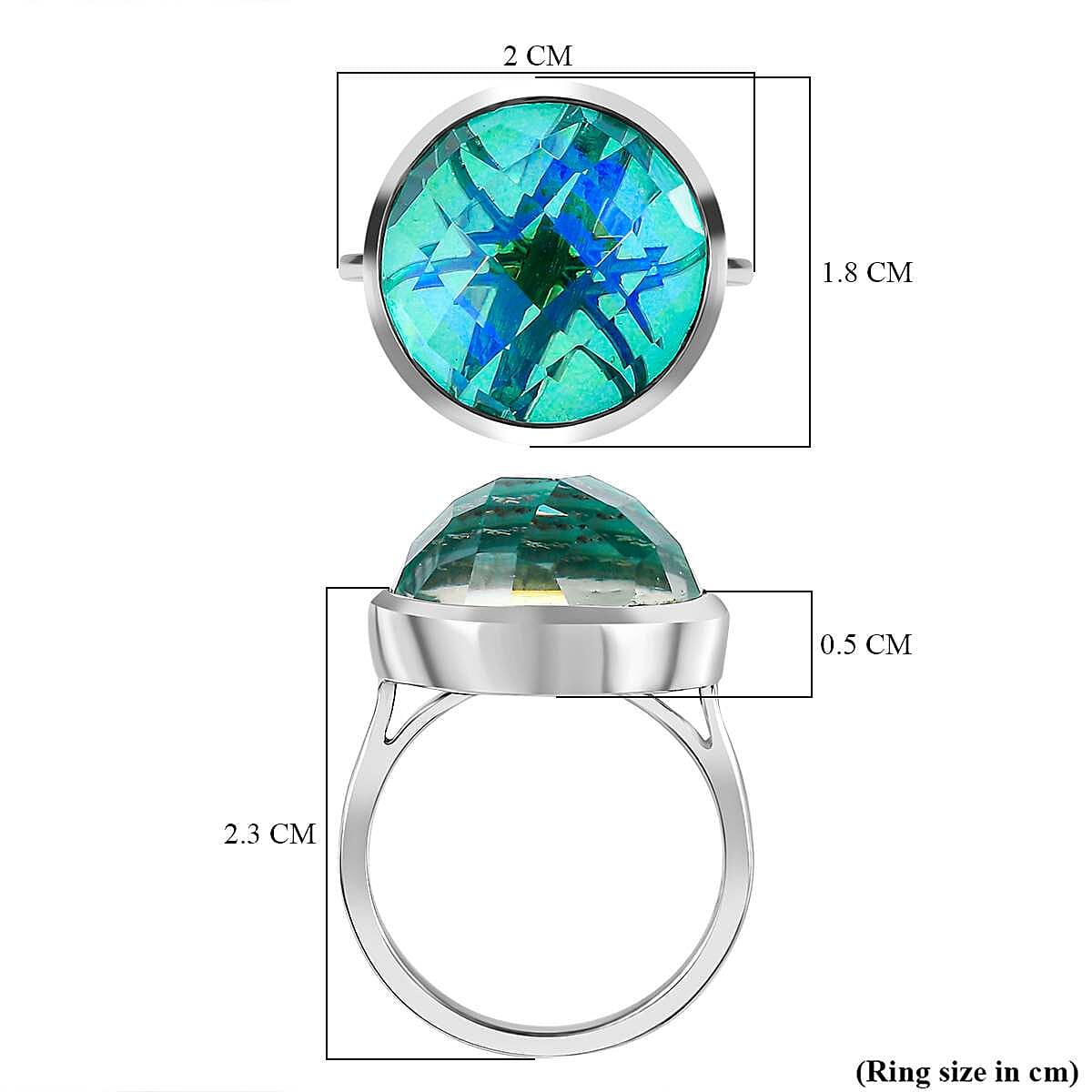 Peacock Triplet Quartz Solitaire Ring in Platinum Overlay Sterling Silver 13.15 Ct. 7620805 5
