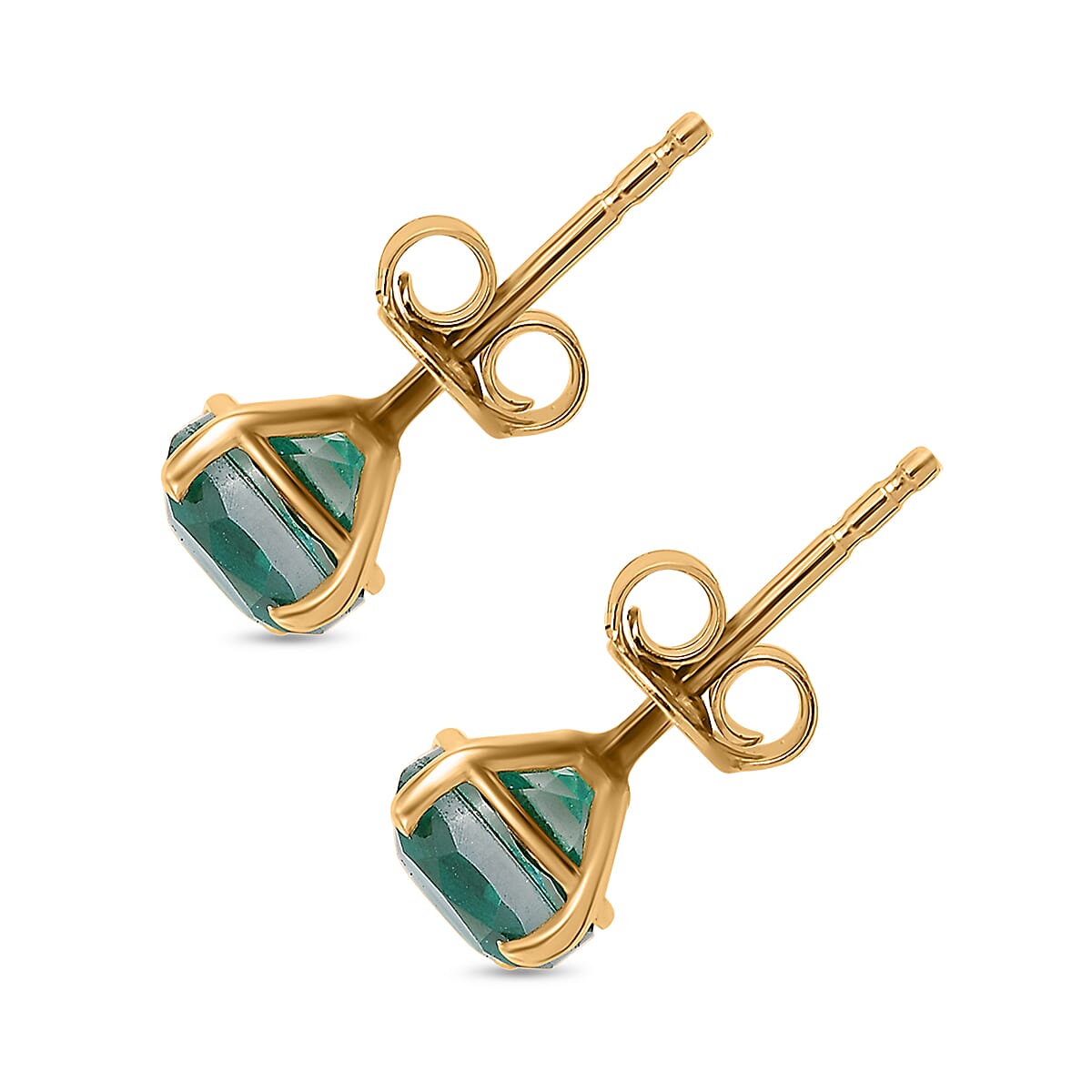 Peacock Triplet Quartz Solitaire Stud Push Post Earrings in 14K Yellow Gold Overlay Sterling Silver 7862388 5