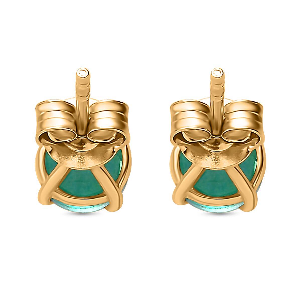 Peacock Triplet Quartz Solitaire Stud Push Post Earrings in 14K Yellow Gold Overlay Sterling Silver 7862388 6