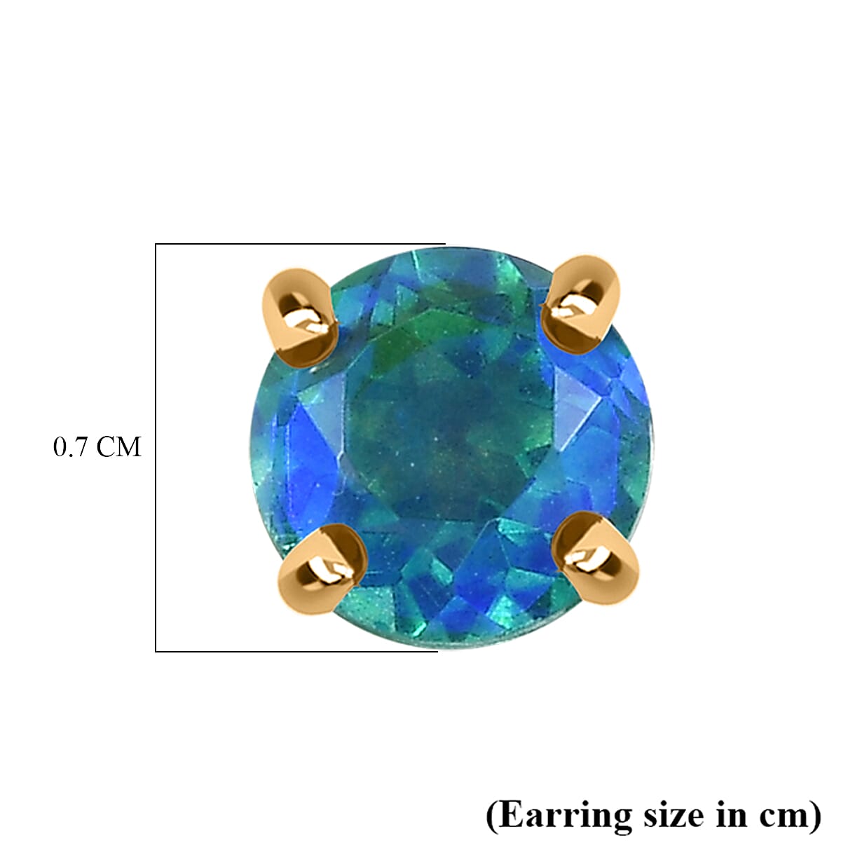 Peacock Triplet Quartz Solitaire Stud Push Post Earrings in 14K Yellow Gold Overlay Sterling Silver 7862388 7