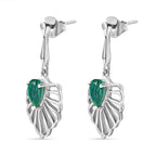Peacock Triplet Quartz Solitaire Stud Push Post Earrings in Rhodium Overlay Sterling Silver 1.68 ct