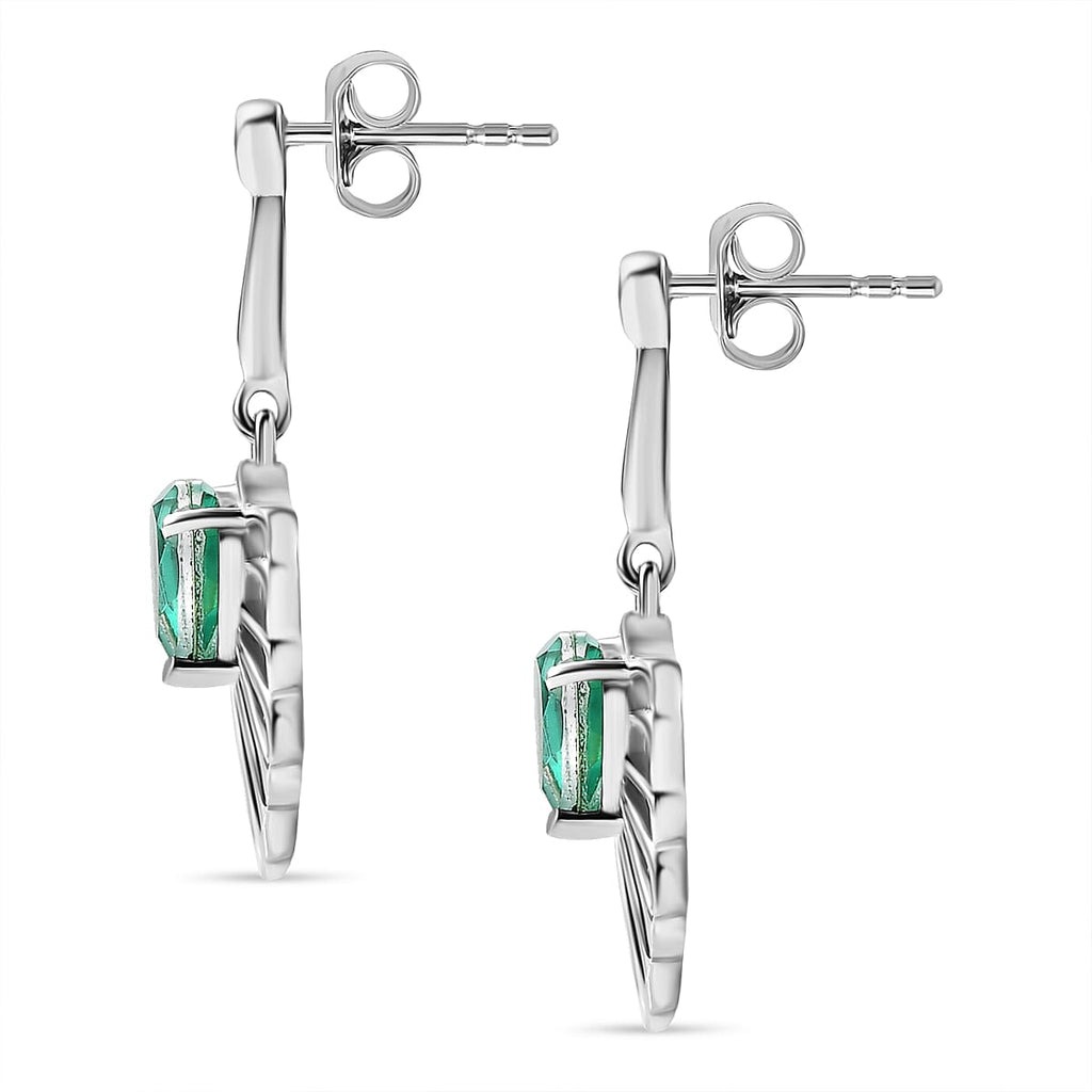 Peacock Triplet Quartz Solitaire Stud Push Post Earrings in Rhodium Overlay Sterling Silver 1.68 ct