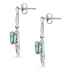 Peacock Triplet Quartz Solitaire Stud Push Post Earrings in Rhodium Overlay Sterling Silver 1.68 ct