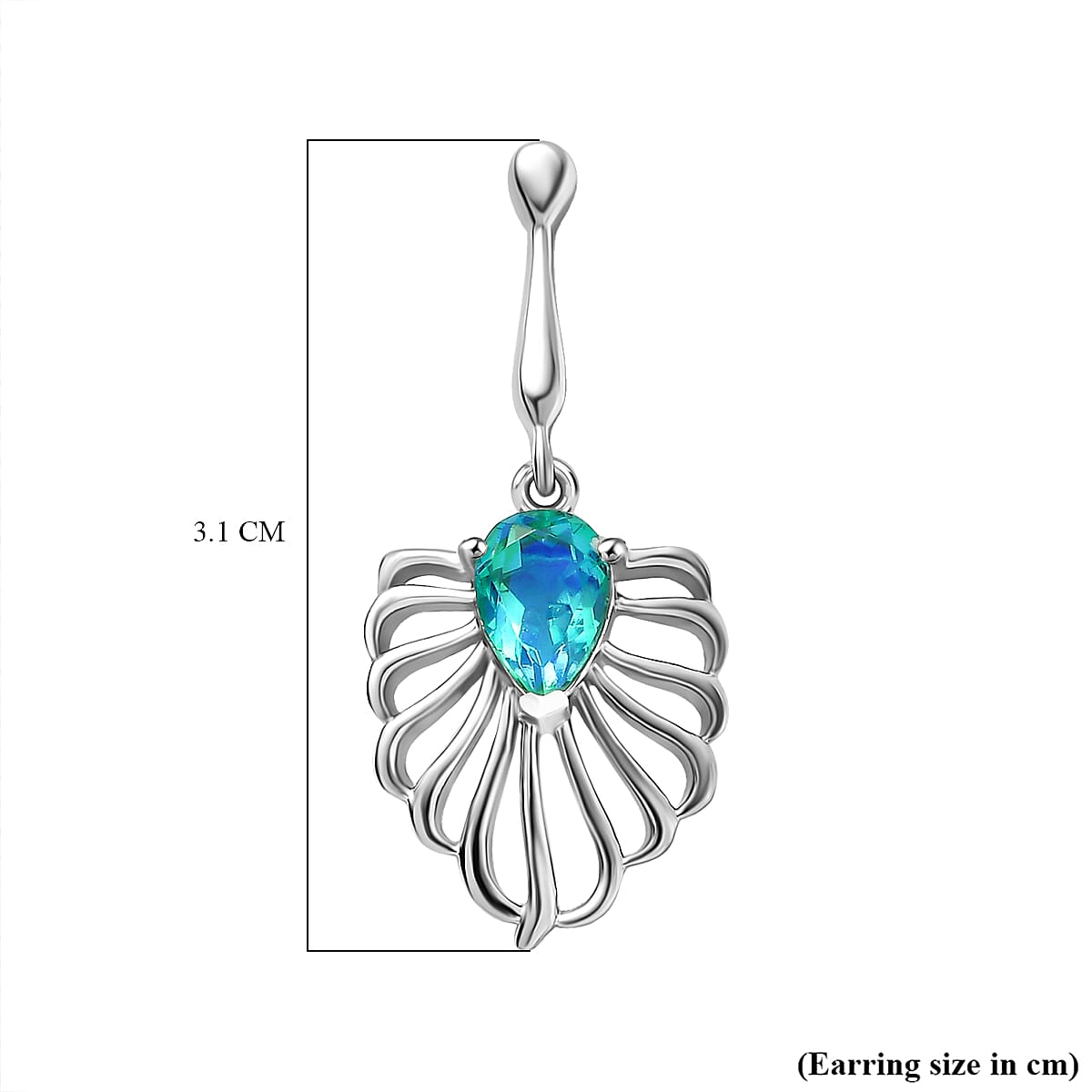 Peacock Triplet Quartz Solitaire Dangle Earrings in Rhodium Overlay Sterling Silver 1.68 ct 7861771 7