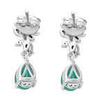 Peacock Triplet Quartz & White Zircon Dangling Earring in Rhodium Overlay Sterling Silver 2.83 Ct.