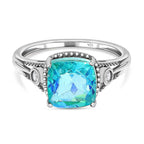 Peacock Triplet Quartz & Natural Zircon Ring in Platinum Overlay Sterling Silver