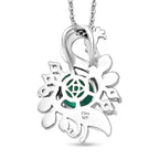 D'joy Peacock Triplet Quartz & White Zircon Pendant with Chain (Size 20) in Rhodium Overlay Sterling Silver 1.76 Ct.