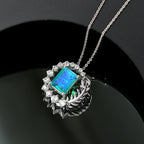 D'joy Peacock Triplet Quartz & White Zircon Pendant with Chain (Size 20) in Rhodium Overlay Sterling Silver 3.94 Ct.