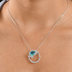 Peacock Triplet Quartz & White Zircon Pendant with Chain (Size 20) in Rhodium Overlay Sterling Silver 4.56 Ct.