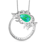 Peacock Triplet Quartz & White Zircon Pendant with Chain (Size 20) in Rhodium Overlay Sterling Silver 4.56 Ct.