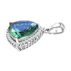 Peacock Triplet Quartz and Natural Cambodian Zircon Pendant in Platinum Overlay Sterling Silver 9.78 Ct.
