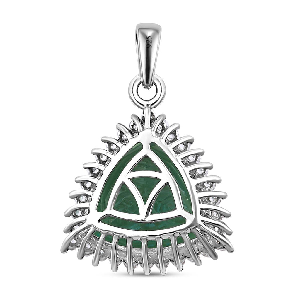 Peacock Triplet Quartz and Natural Cambodian Zircon Pendant in Platinum Overlay Sterling Silver 9.78 Ct.