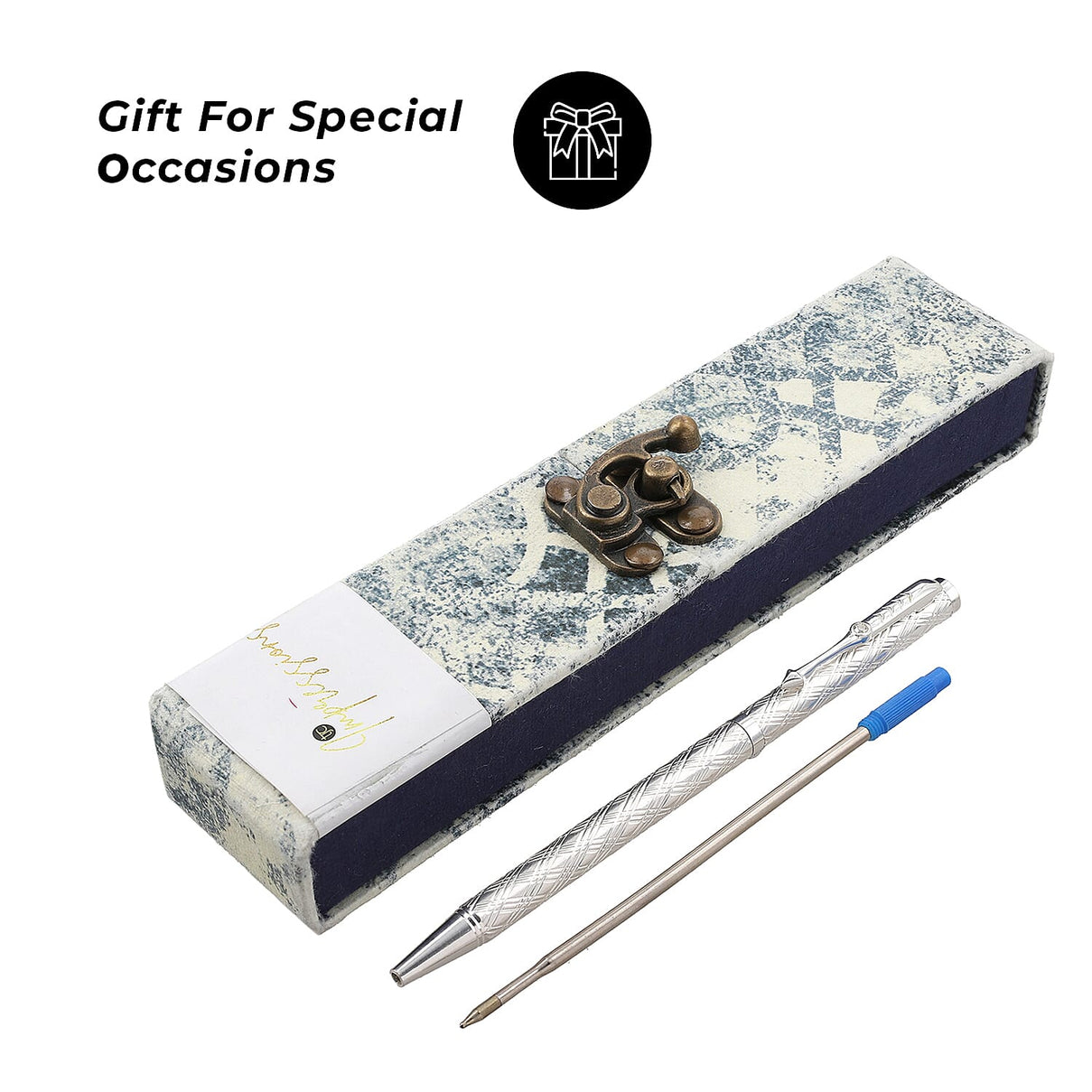 Limited Edition - 925 Sterling Silver Pen with Moissanite (RD 3MM) &amp; 1 Extra Refill, Silver Wt.10 Gms Approx - Cris Cross 7209207 0