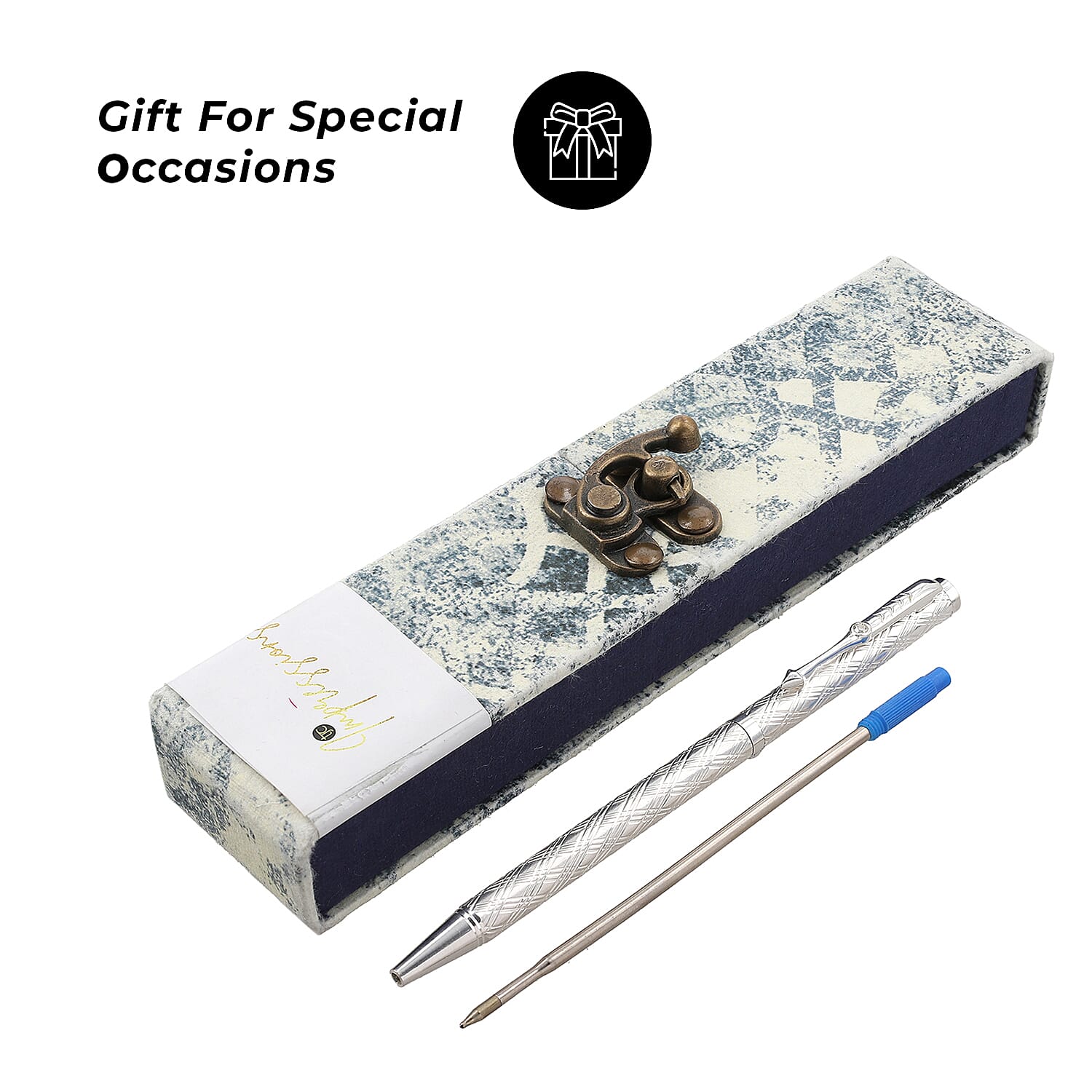 Limited Edition - 925 Sterling Silver Pen with Moissanite (RD 3MM) &amp; 1 Extra Refill, Silver Wt.10 Gms Approx - Cris Cross 7209207 0