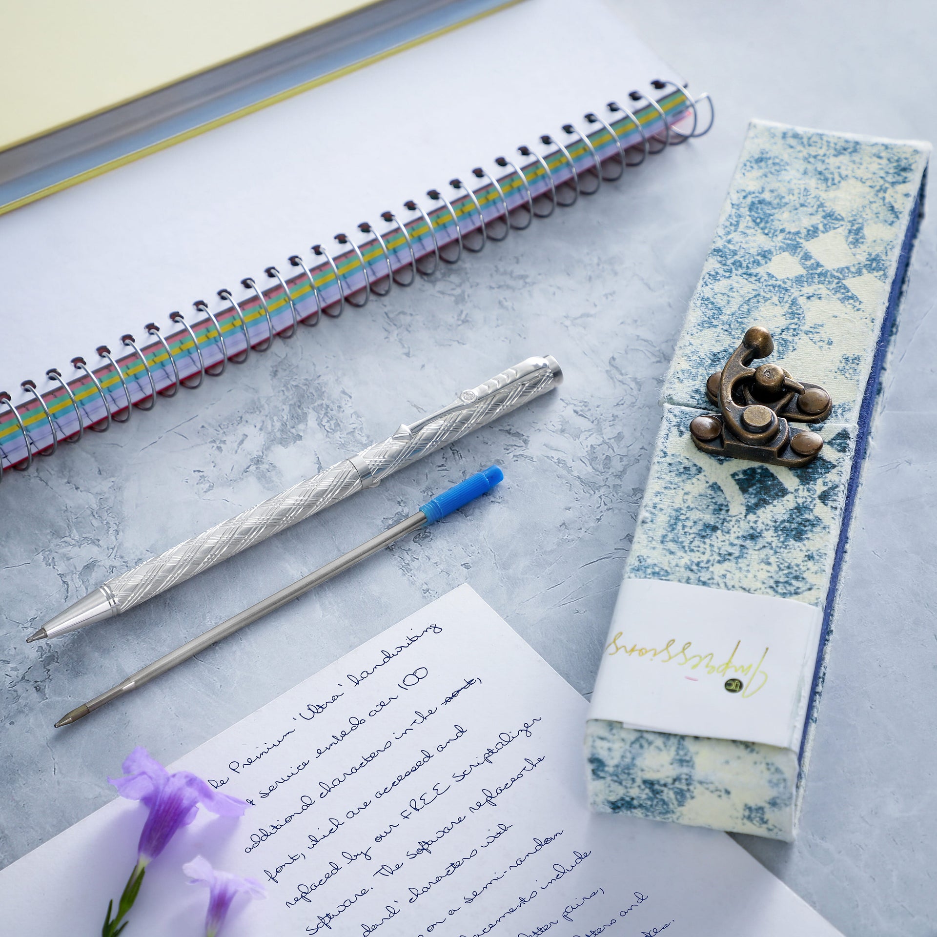 Limited Edition - 925 Sterling Silver Pen with Moissanite (RD 3MM) &amp; 1 Extra Refill, Silver Wt.10 Gms Approx - Cris Cross 7209207 1
