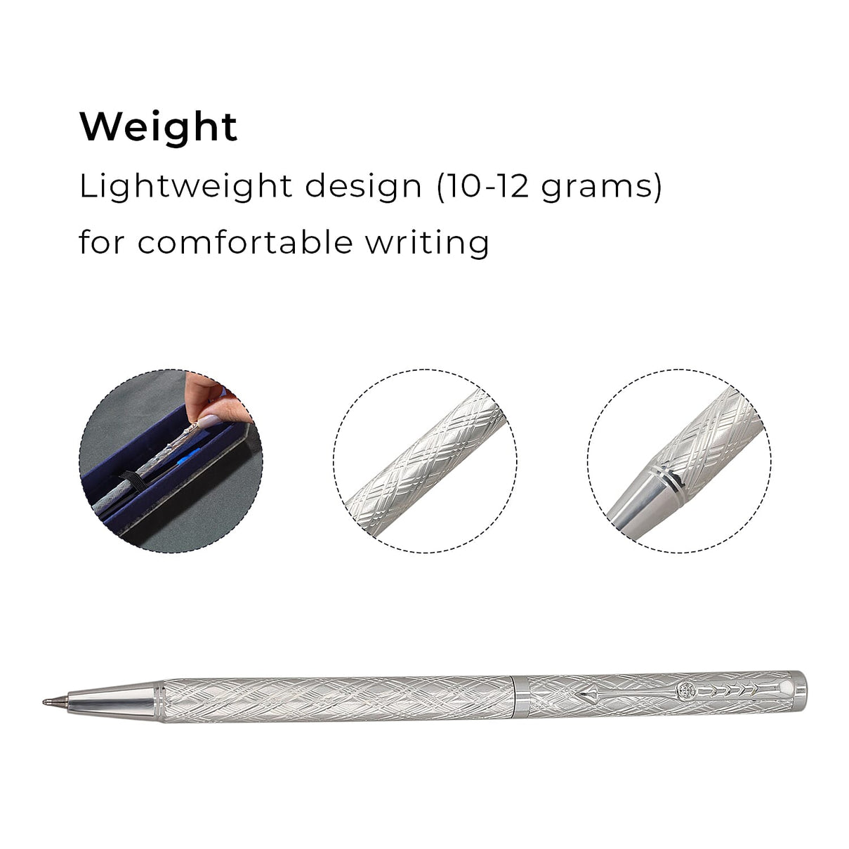 Limited Edition - 925 Sterling Silver Pen with Moissanite (RD 3MM) &amp; 1 Extra Refill, Silver Wt.10 Gms Approx - Cris Cross 7209207 5