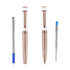 Set of 2 Exquisite Ballpoint Pens with 2 Replacement Blue Ink - White & Rose