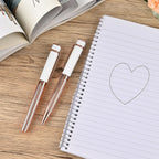 Set of 2 Exquisite Ballpoint Pens with 2 Replacement Blue Ink - White & Rose