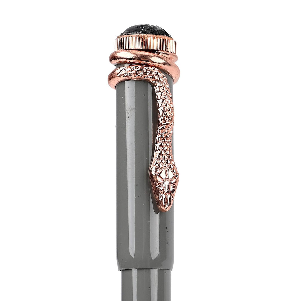 Designer Inspired Collection - Set of 2 Snake Clip Ball Point Pen - Grey & Black
