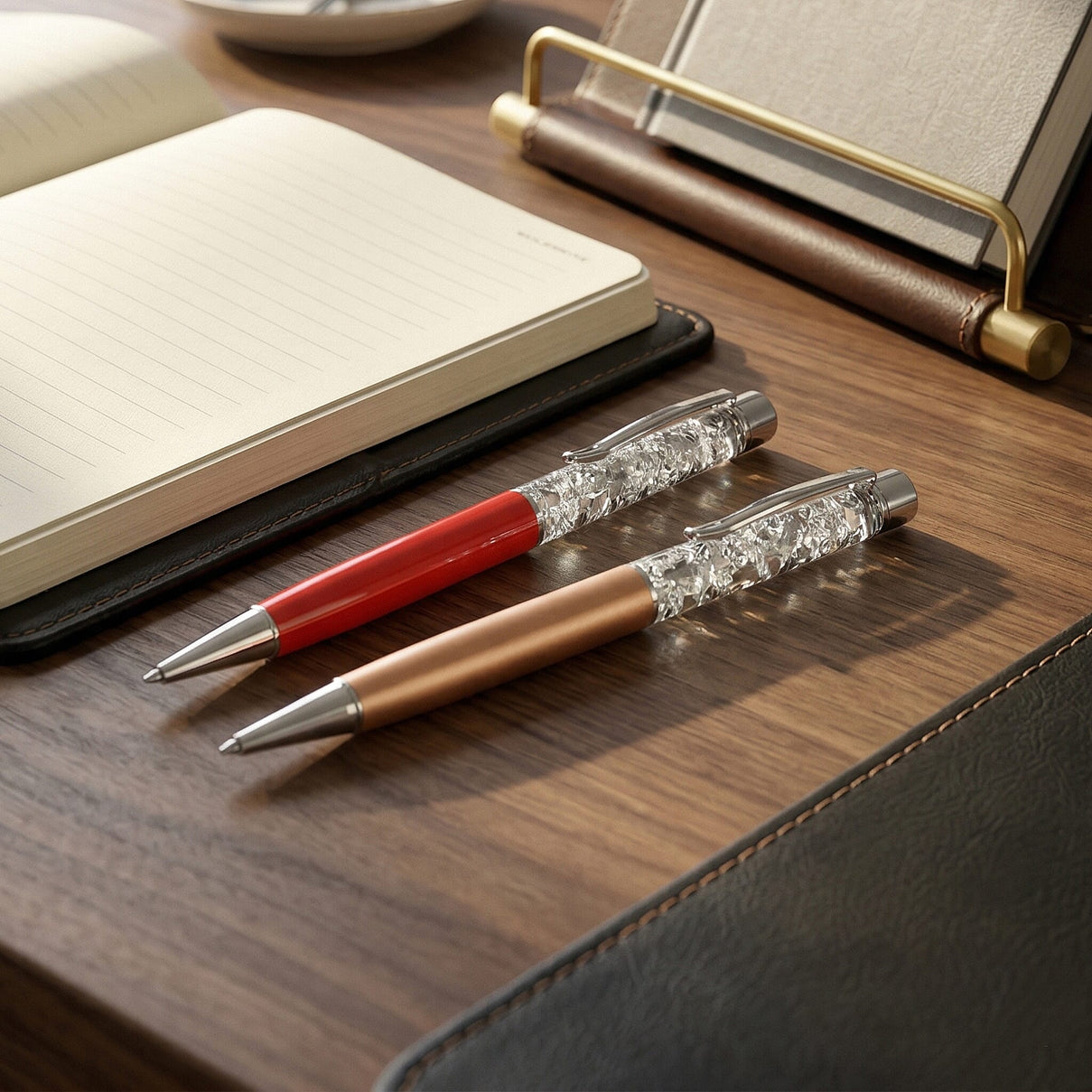 Livmore Set of 2 - 999 Fine Silver (99.9% Purity) Fortuna Flake Pens With 2 Refills &amp; Gift Box V32520539 2