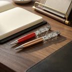 Set of 2 999 Fine Silver (99.9% Purity) Fortuna Flake Pens With 2 Refills & Gift Box