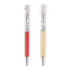 Set of 2 999 Fine Silver (99.9% Purity) Fortuna Flake Pens With 2 Refills & Gift Box