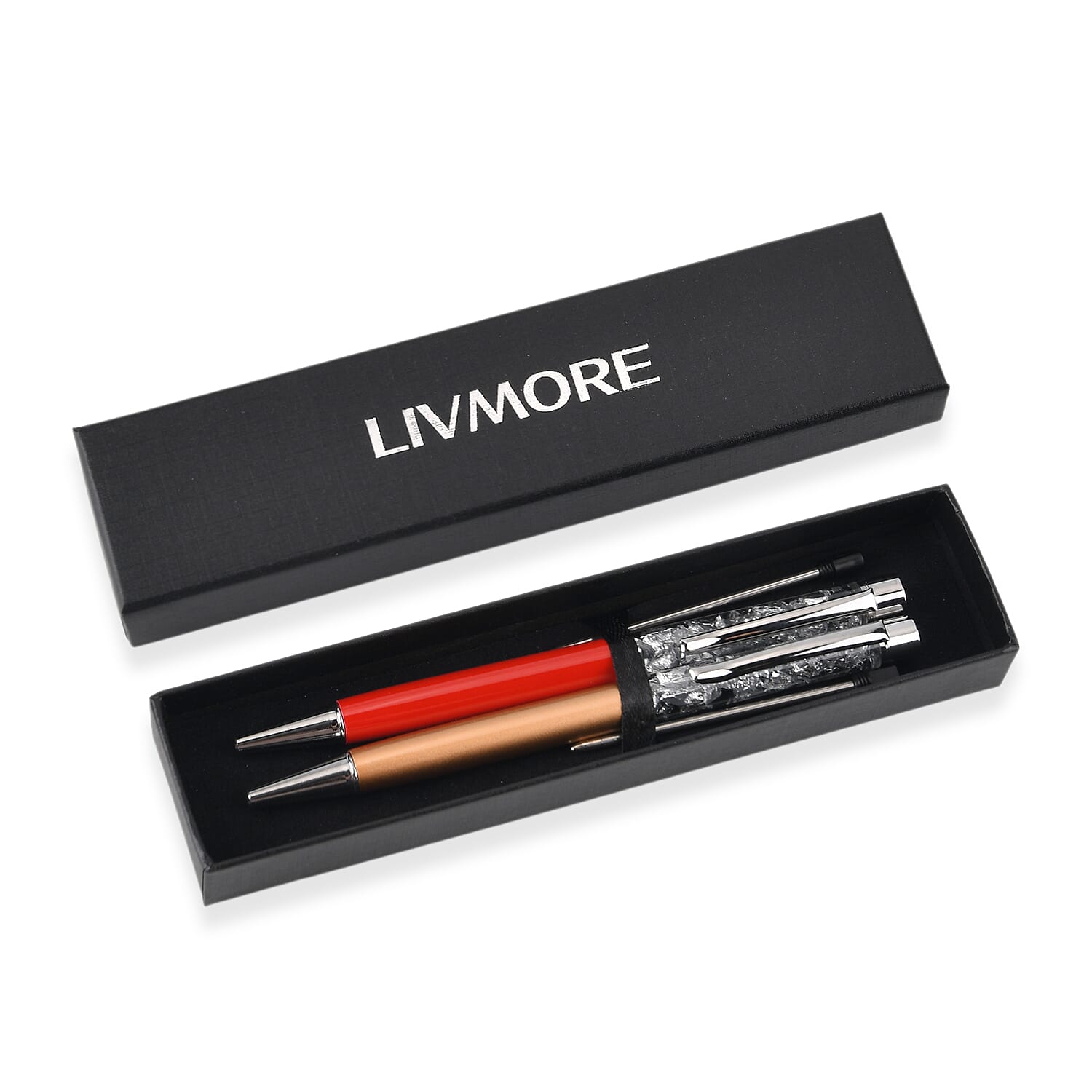 Livmore Set of 2 - 999 Fine Silver (99.9% Purity) Fortuna Flake Pens With 2 Refills &amp; Gift Box V32520539 7
