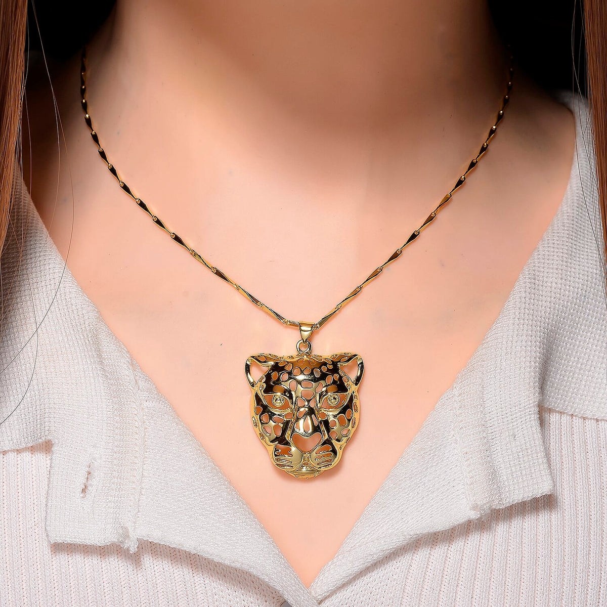 Panther Pendant with Chain (Size 17.5 - 2 Ext) in Gold Colour Plating 4396038 2
