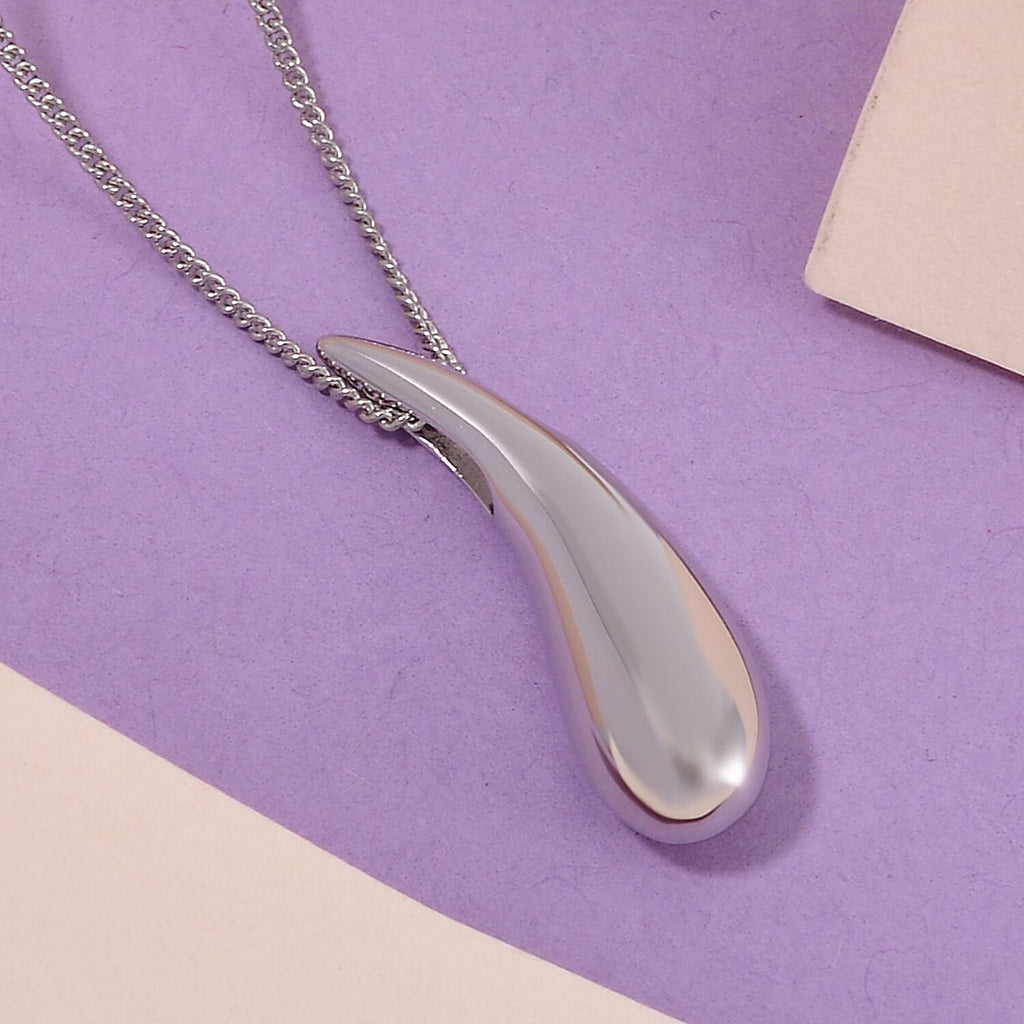 Lucy Q Drop Collection - Drop Pendant with Chain (Size 18) in Platinum Overlay and Rhodium Overlay Sterling Silver.