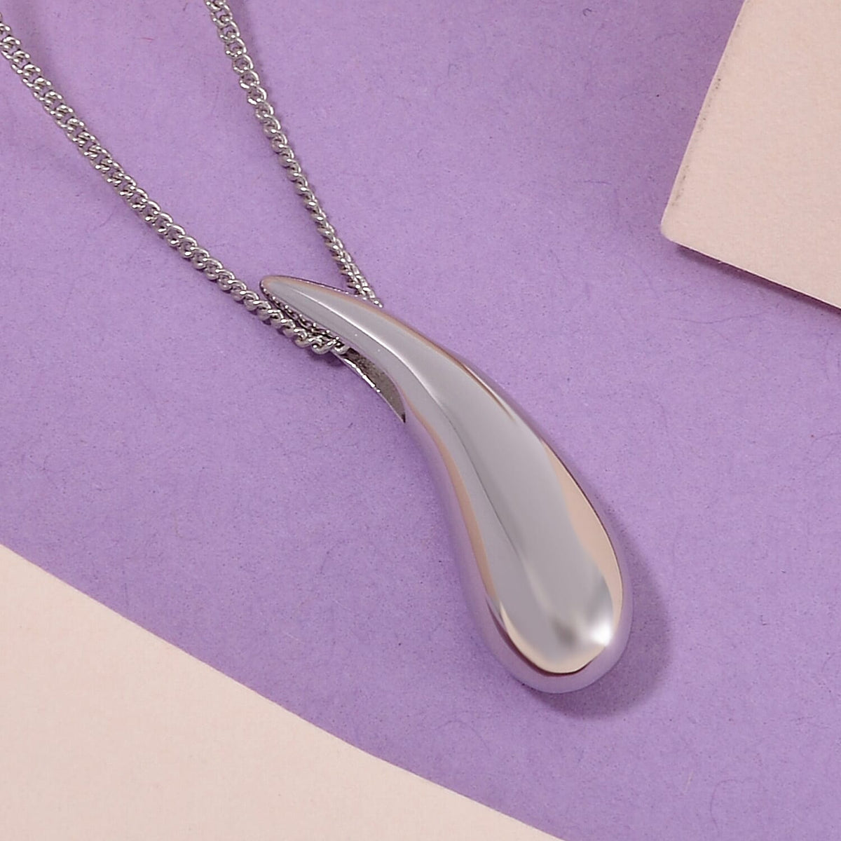 Lucy Q Drip Collection - Drop Pendant with Chain (Size 18) in Platinum and Rhodium Overlay Sterling Silver 4269439 2