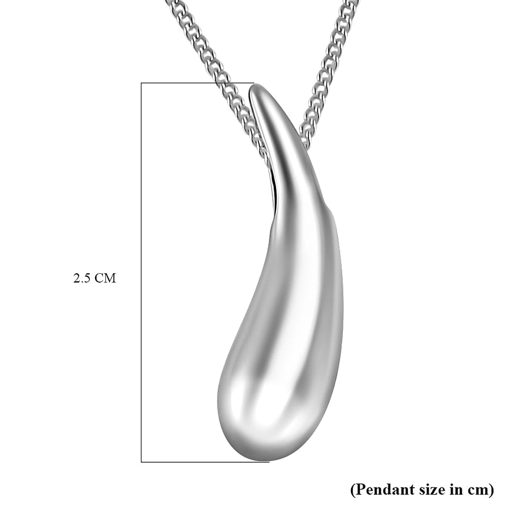 Lucy Q Drop Collection - Drop Pendant with Chain (Size 18) in Platinum Overlay and Rhodium Overlay Sterling Silver.