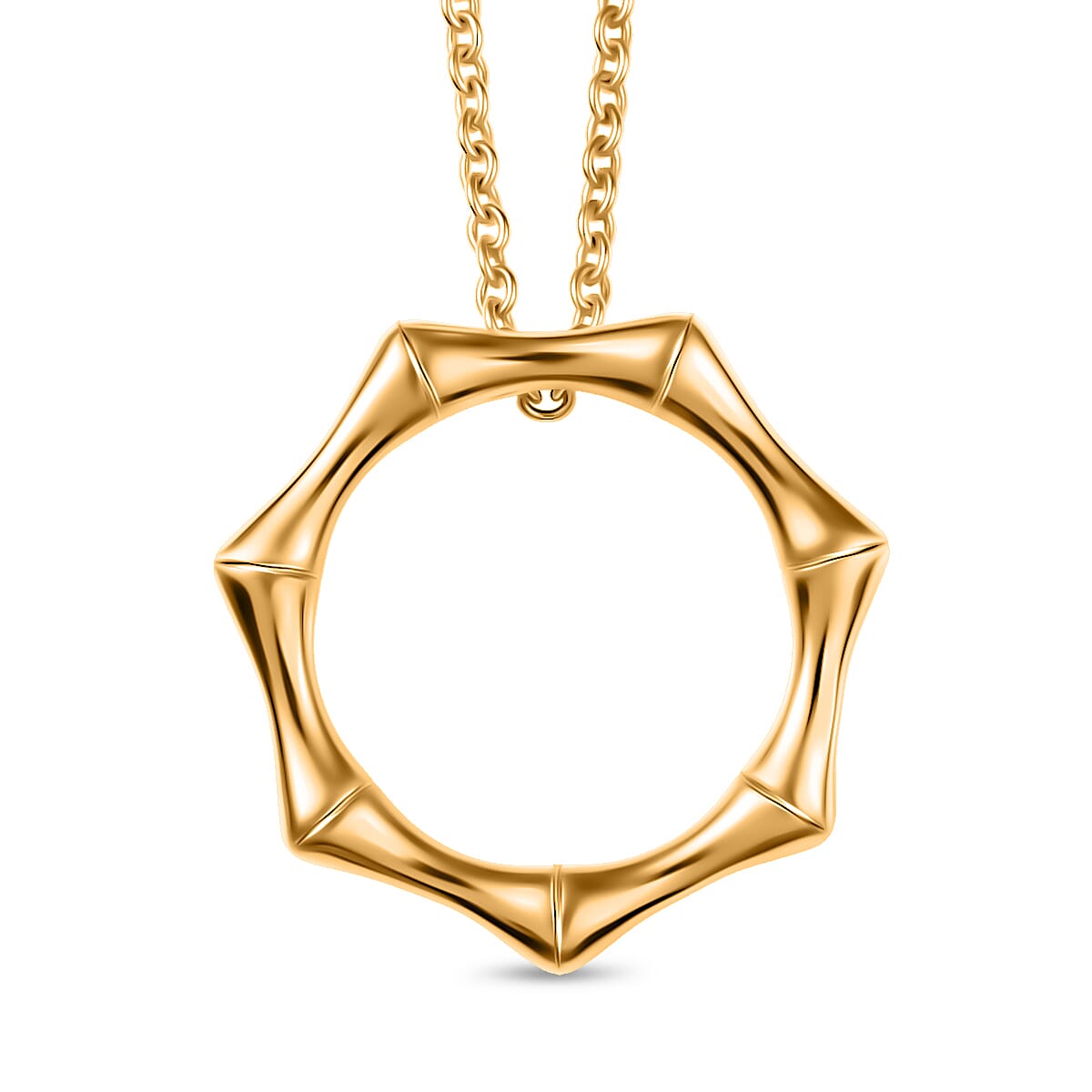 Designer Inspired - Yellow Gold Plated Bamboo Pendant with Chain (Size 20) 4389069 0