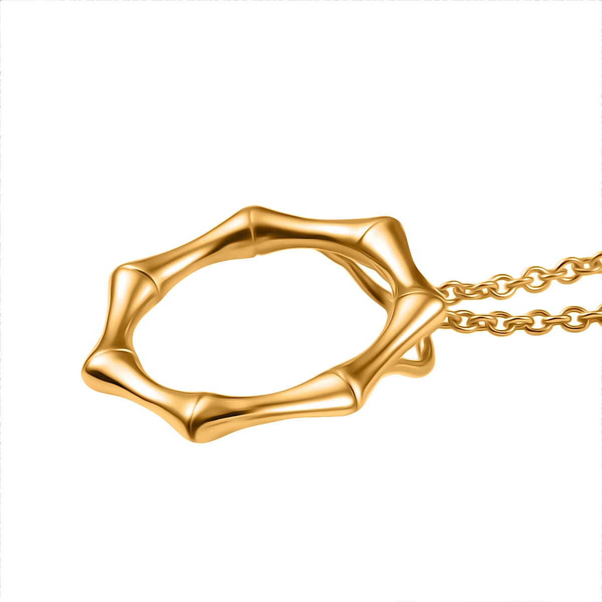 Designer Inspired - Yellow Gold Plated Bamboo Pendant with Chain (Size 20) 4389069 4