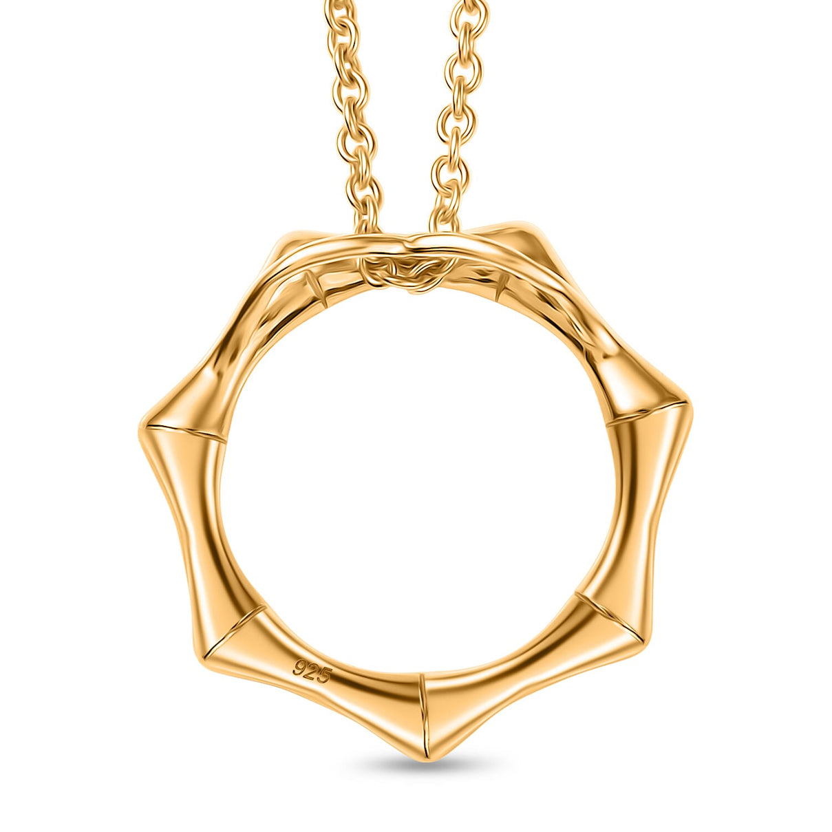 Designer Inspired - Yellow Gold Plated Bamboo Pendant with Chain (Size 20) 4389069 5