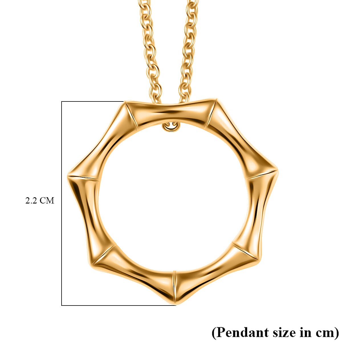 Designer Inspired - Yellow Gold Plated Bamboo Pendant with Chain (Size 20) 4389069 6