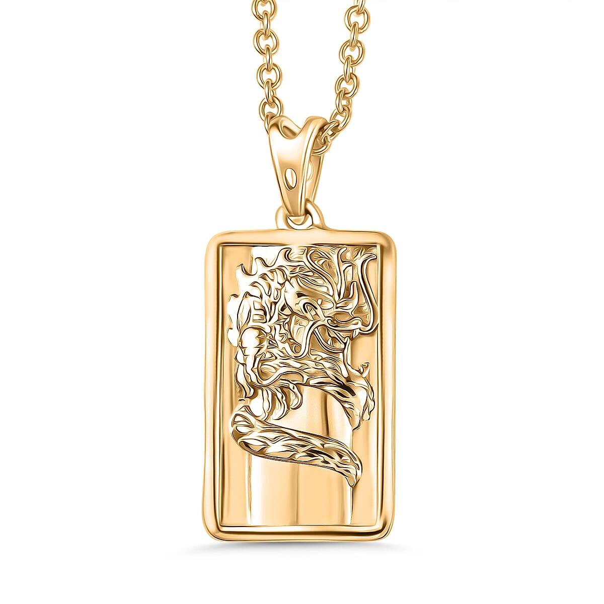 Sterling Silver Dragon Embossed Pendant with Chain (Size 20) in Yellow Gold Plating 4406136 0