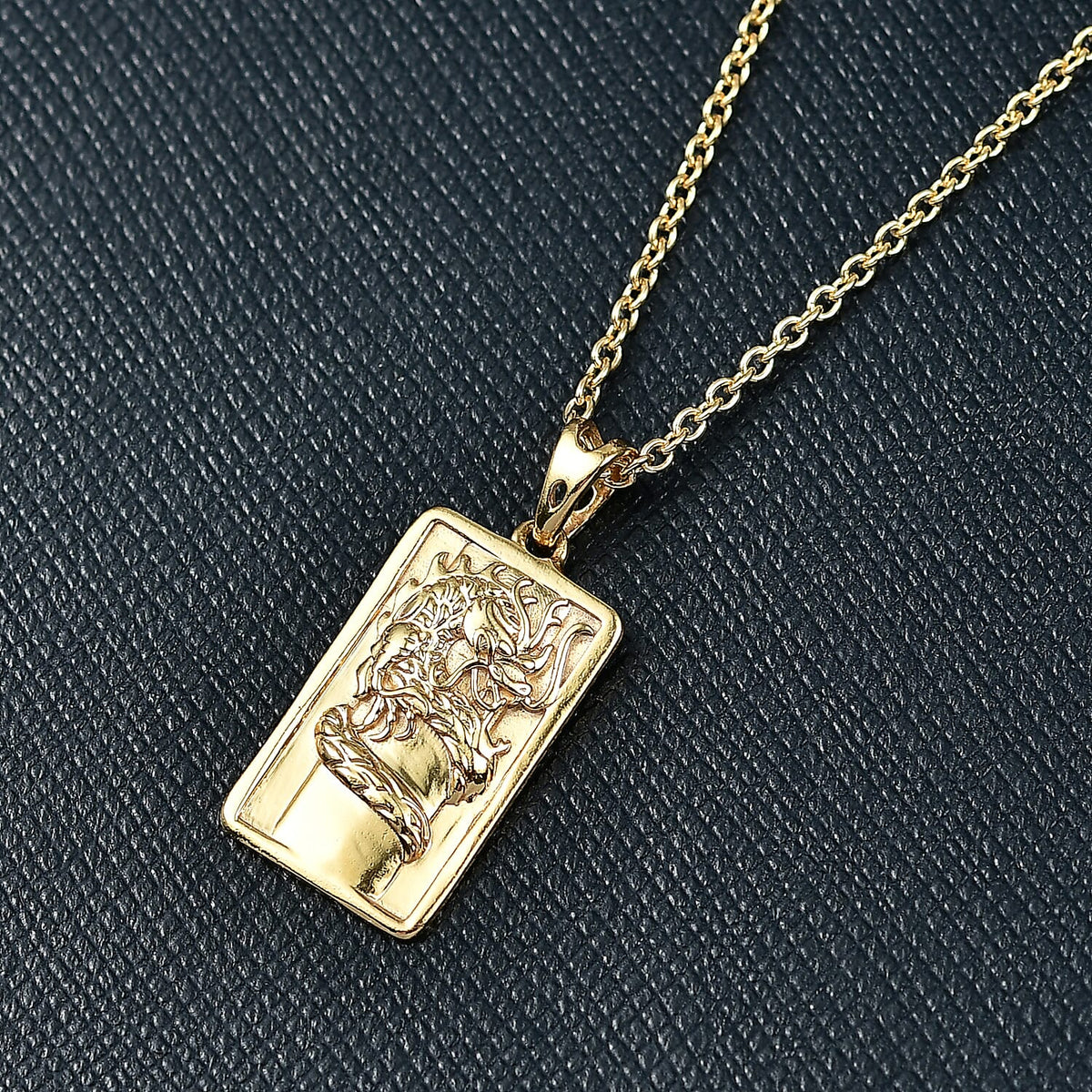 Sterling Silver Dragon Embossed Pendant with Chain (Size 20) in Yellow Gold Plating 4406136 2
