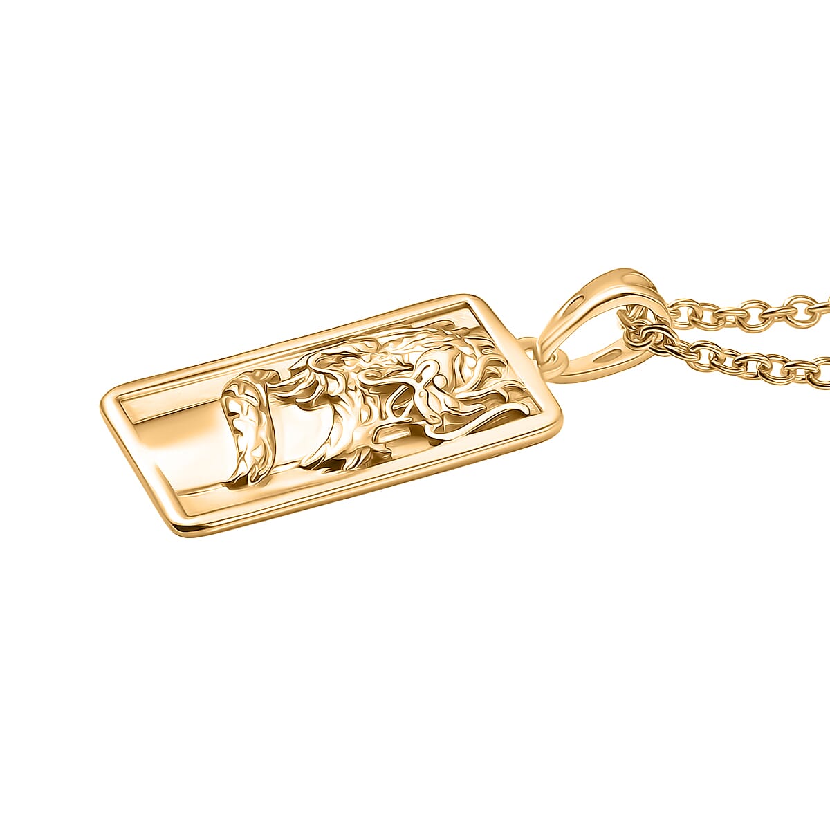 Sterling Silver Dragon Embossed Pendant with Chain (Size 20) in Yellow Gold Plating 4406136 3
