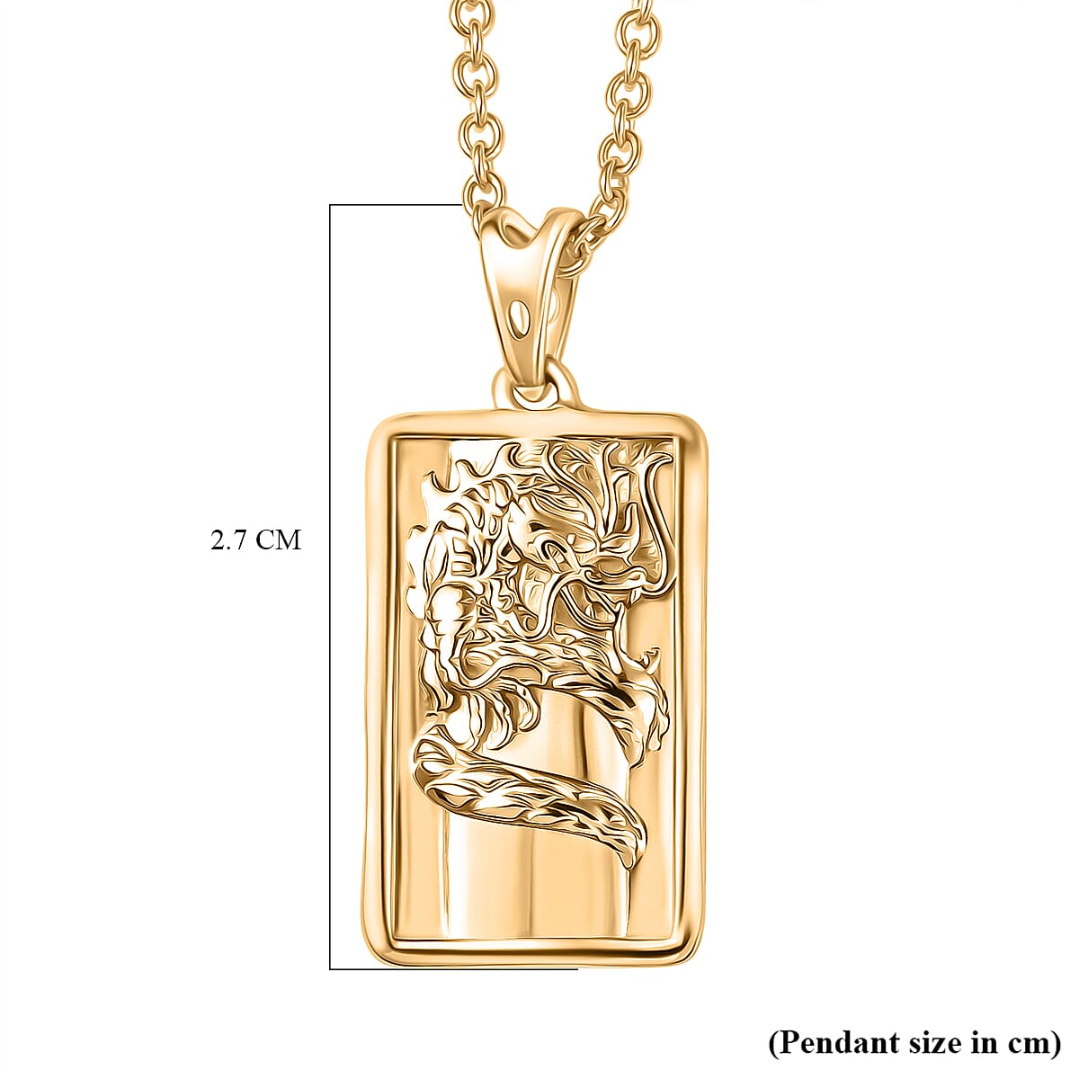 Sterling Silver Dragon Embossed Pendant with Chain (Size 20) in Yellow Gold Plating 4406136 6