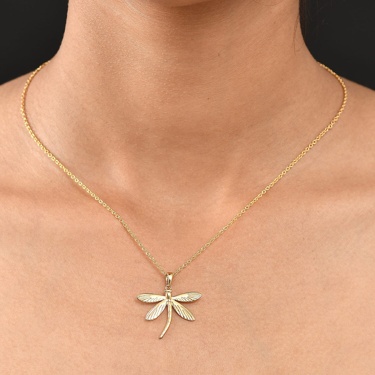 One Time Deal - DragonFly Pendant with Chain (Size 20) in Yellow Gold Plating 4406139 1