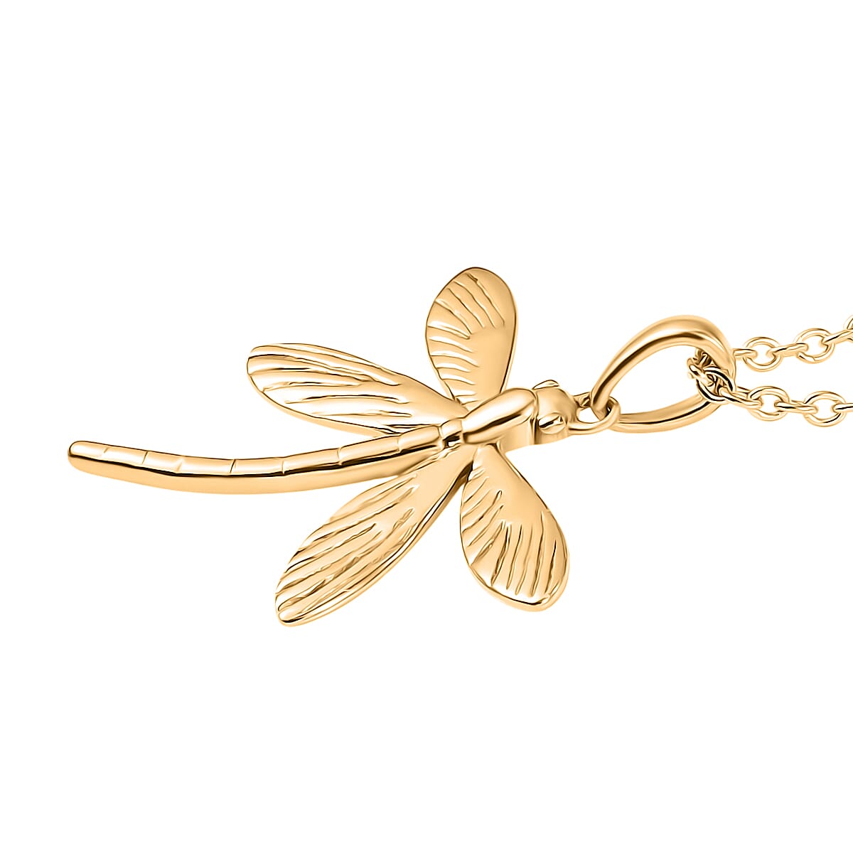 One Time Deal - DragonFly Pendant with Chain (Size 20) in Yellow Gold Plating 4406139 3