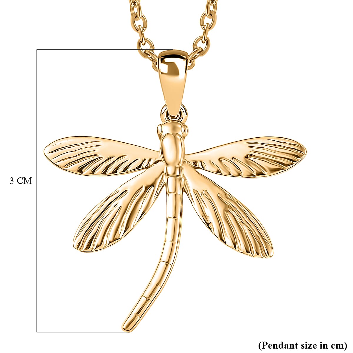 One Time Deal - DragonFly Pendant with Chain (Size 20) in Yellow Gold Plating 4406139 5