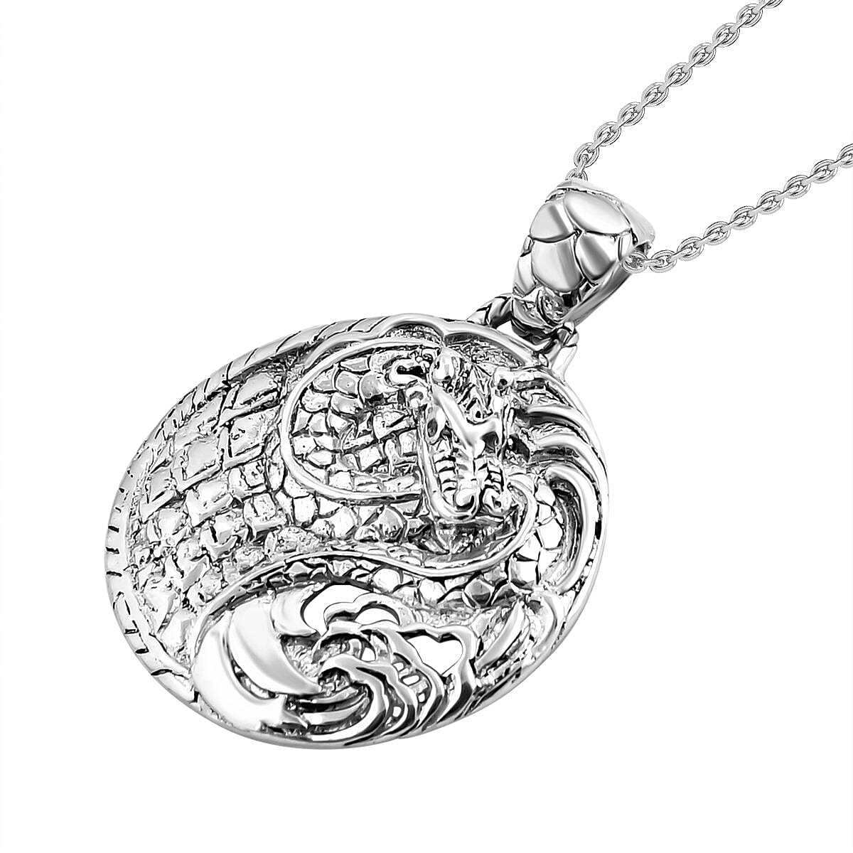 Royal Bali Collection- Sterling Silver Dragon Pendant with Chain (Size 20), Silver Wt. 11.1 Gms 4227978 4