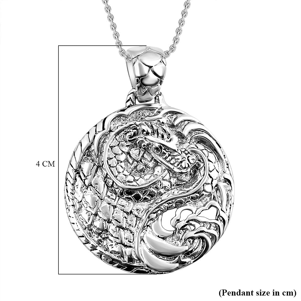 Royal Bali Collection- Sterling Silver Dragon Pendant with Chain (Size 20), Silver Wt. 11.1 Gms 4227978 8