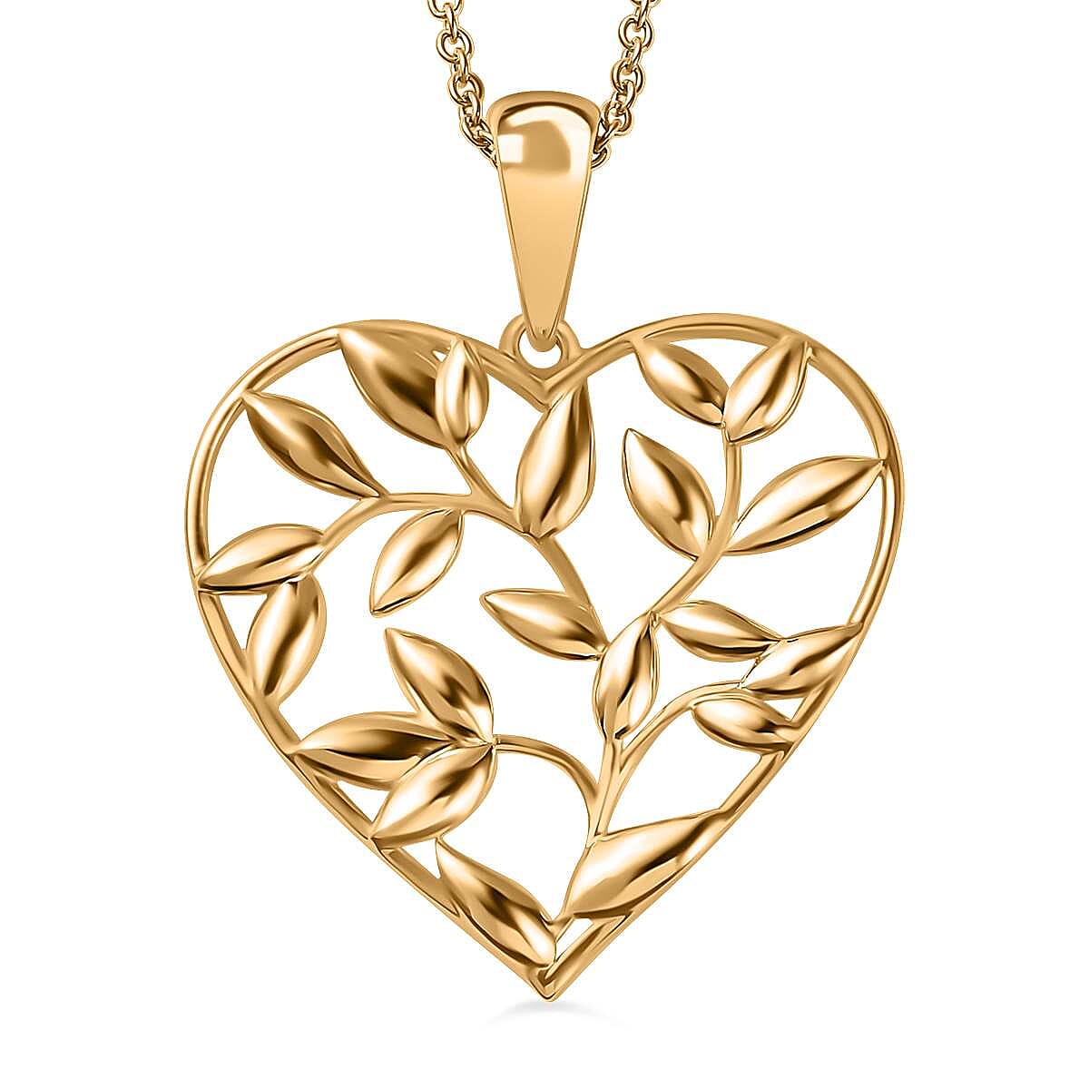 14K Rose Gold Overlay Sterling Silver Betel Leaf Pendant with Chain (Size 20), Silver Wt. 9.26 Gms V32707602 0
